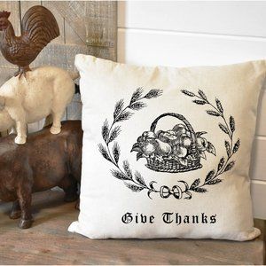 Country Farmhouse, Pillow Cover, Give Thanks